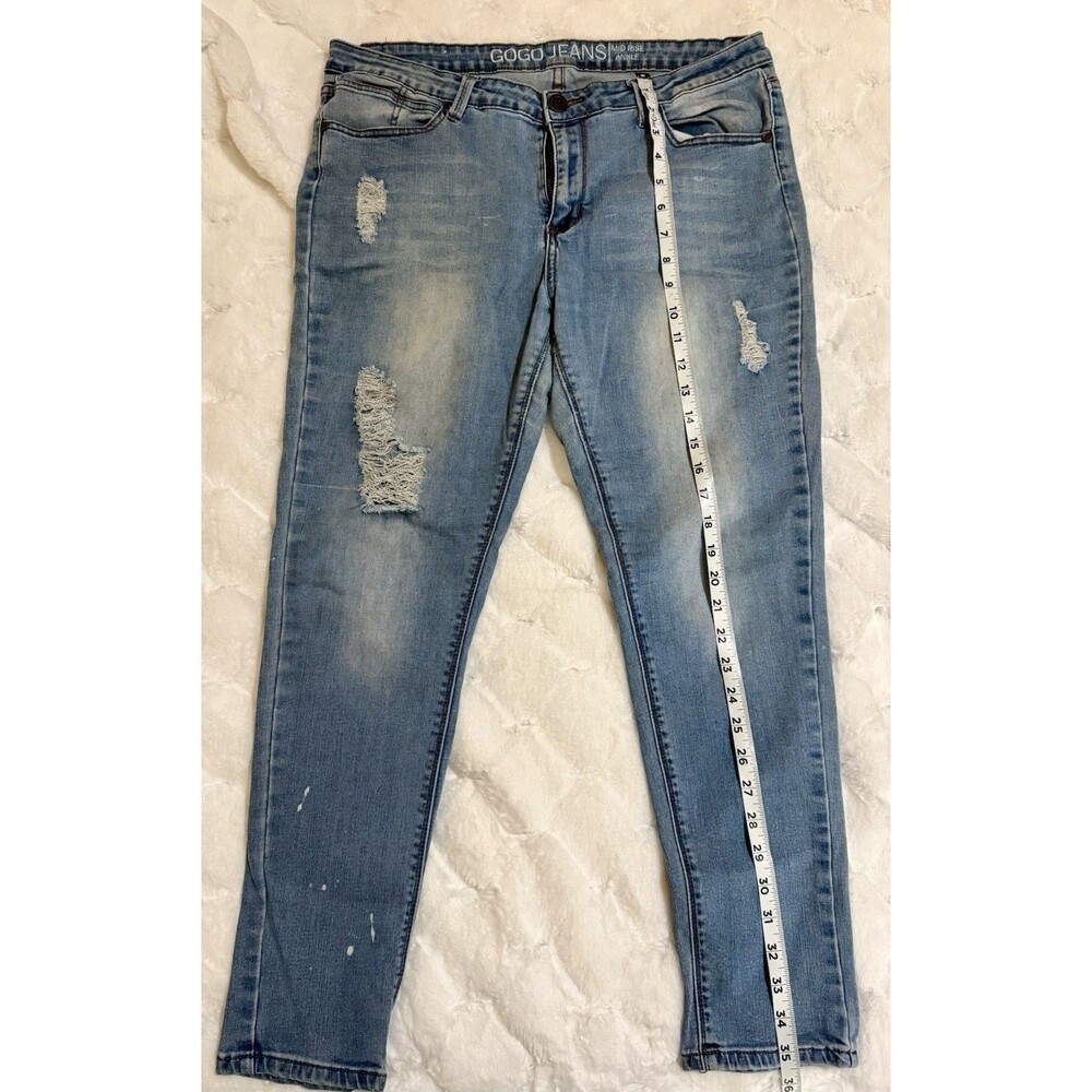 GOGO Jeans Size 15 USA Junior Women’s Distressed Skinny Jeans Blue Denim